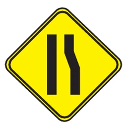 Warning for a road narrowing on the right.