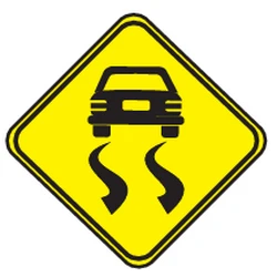 Warning for a slippery road surface.