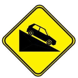 Warning for a steep descent.