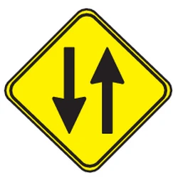 Warning for a road with two-way traffic.
